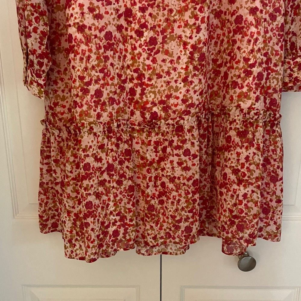 J. Crew Pink and Red Floral Chiffon Dress - Picture 6 of 11